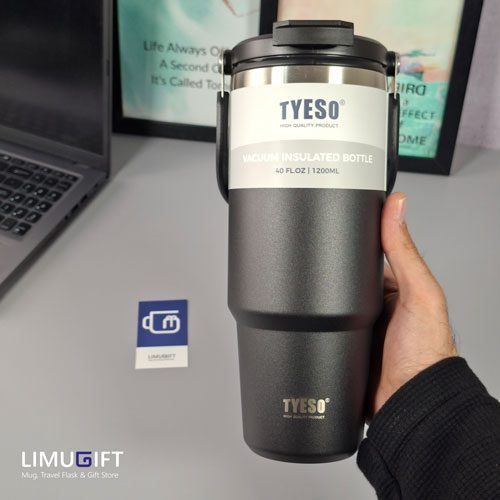 تراول ماگ تایسو دسته دار 1200 میل-مشکی تراول ماگ تایسو دسته دار 1200 میل (Tyeso) کد 0200 - Image 1