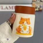 تراول ماگ (مینی فلاسک) فانتزی 150 میل گربه برند دیلر نارنجی- Diller کد 0331 - Image 2