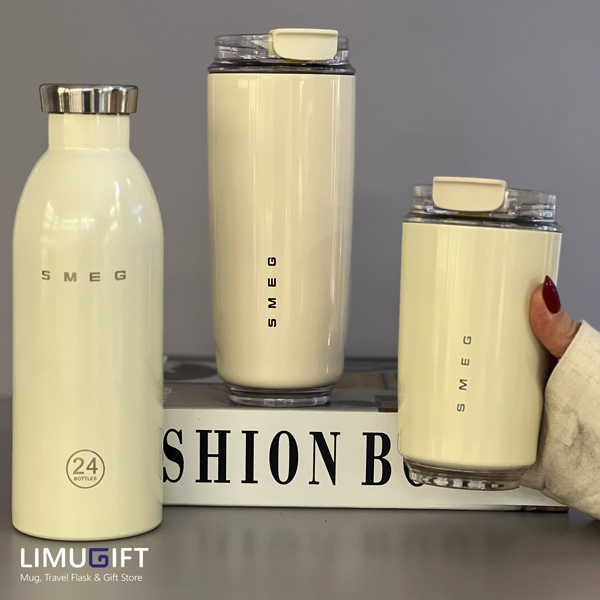 تراول ماگ اسمگ اورجینال 420 میل زیرلیوانی سه تایی ست تراول ماگ Wall Mug و بطری 24Bottle استیل اسمگ اورجینال (Smeg)- کد 0400 - Image 1